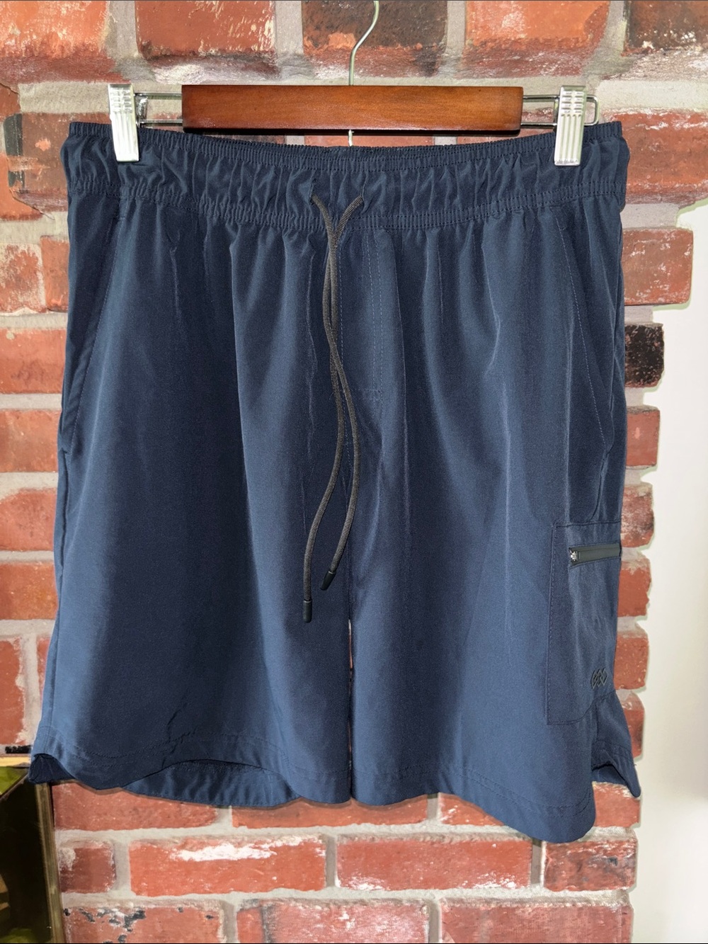 Legend Men's Navy Athletic Drawstring Shorts with Zip Pocket Size Medium